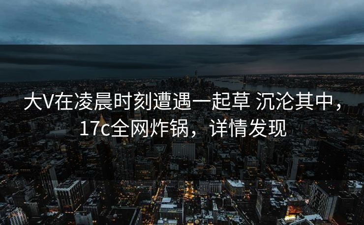 大V在凌晨时刻遭遇一起草 沉沦其中，17c全网炸锅，详情发现