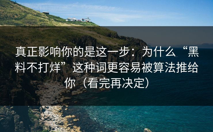真正影响你的是这一步：为什么“黑料不打烊”这种词更容易被算法推给你（看完再决定）