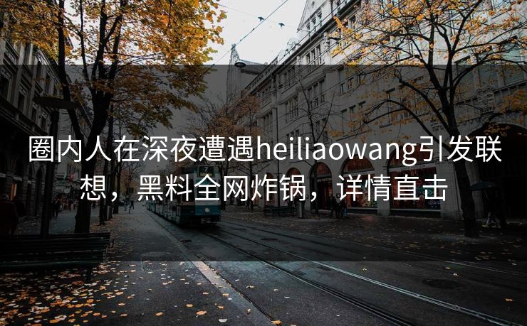 圈内人在深夜遭遇heiliaowang引发联想，黑料全网炸锅，详情直击