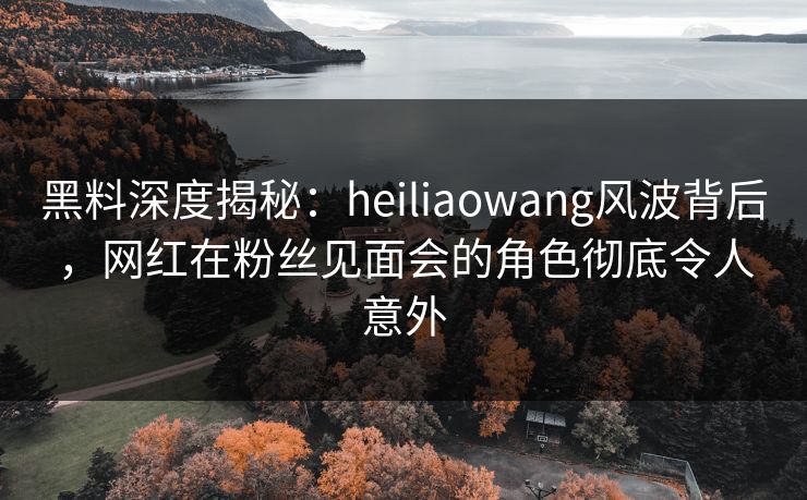 黑料深度揭秘：heiliaowang风波背后，网红在粉丝见面会的角色彻底令人意外