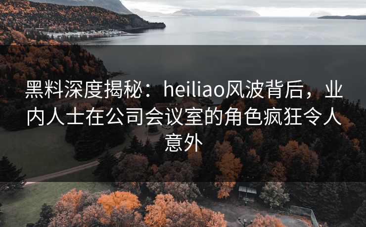 黑料深度揭秘：heiliao风波背后，业内人士在公司会议室的角色疯狂令人意外