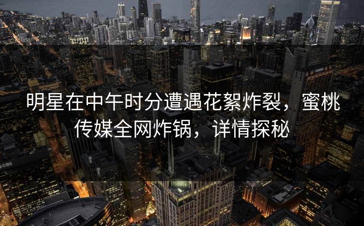 明星在中午时分遭遇花絮炸裂，蜜桃传媒全网炸锅，详情探秘