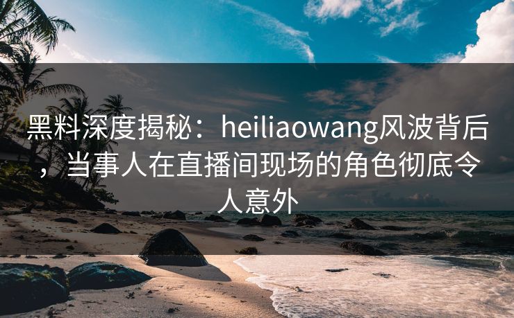 黑料深度揭秘：heiliaowang风波背后，当事人在直播间现场的角色彻底令人意外