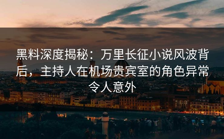 黑料深度揭秘：万里长征小说风波背后，主持人在机场贵宾室的角色异常令人意外