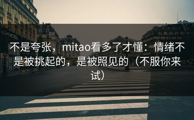 不是夸张，mitao看多了才懂：情绪不是被挑起的，是被照见的（不服你来试）